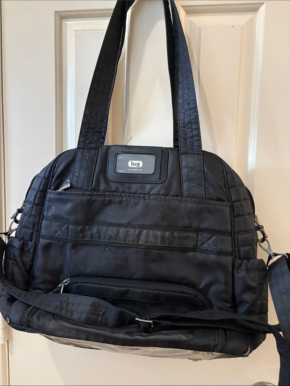 lug Black Quilted Nylon Duffel with Shoulder Strap